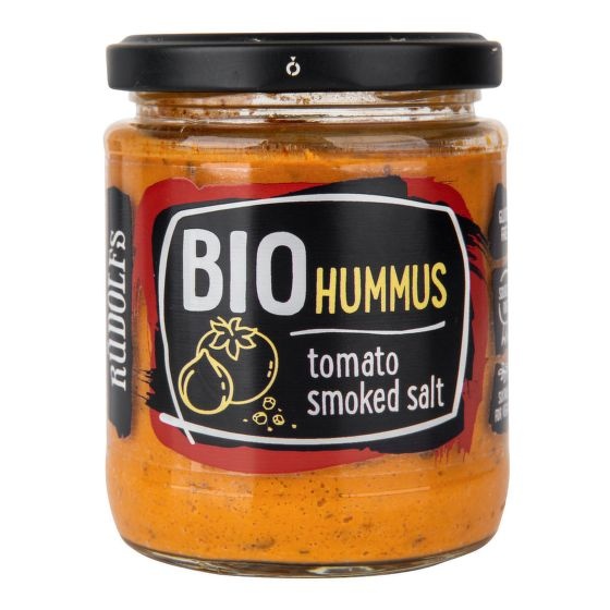 BIO Hummus - cizrnová pomazánka s rajčaty a uzenou solí 230 g Rudolfs